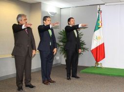 Alejandro del Mazo, Fernando Reina y Vicente Mercado rindieron protesta de sus nuevos cargos. ESPECIAL  /