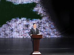 El presidente sirio Bashar al Asad durante el discurso público en la Ópera de Damasco. AFP /