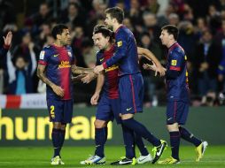 El Barcelona dio una de sus mejores actuaciones en el regreso de ''Tito'' Vilanova al banquillo tras su operación. AFP /