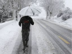 La nevada hizo que se cerraran ciertas avenidas de Damasco. REUTERS /