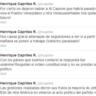 Nos causan gracia amenazas de segundones: Capriles