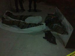 Imagen de los tres cuerpos mutilados, encontrados en la colonia Moderna de Guadalajara.  /
