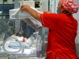 Una enfermera cuida a uno de los seis bebés nacidos. AFP /