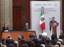 Enrique Peña Nieto presentó su declaración patrimonial en un evento en Palacio Nacional. NTX /