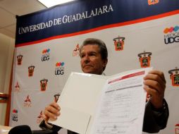 Arredondo Ramírez recibió 45 firmas de los centros universitarios y del Sistema de Enseñanza Media Superior para su registro.  /