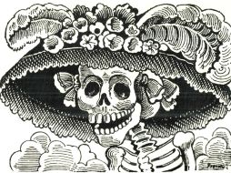 ''La calavera garbancera'', de Posada. El muralista Diego Rivero la popularizó como La Catrina. AP /