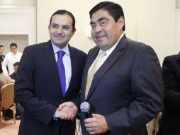 Ernesto Cordero y Miguel Barbosa, coordinador de los senadores PRD durante la segunda Reunión Plenaria del partido. NTX /