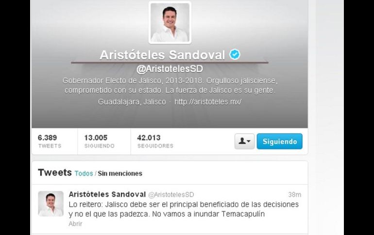 Hizo el anuncio oficial en su cuenta de Twitter, @AristotelesSD. ESPECIAL /