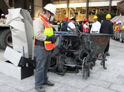 Aspecto del edificio administrativo B2 de la Torre de Pemex, después de la explosión. NTX /