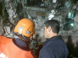 El Presidente en la zona del siniestro. ESPECIAL /