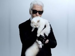 Hollywood tiene reflectores para todos, incluso para las mascotas de las estrellas. En la imagen, Lagerfeld y su gato. ESPECIAL /