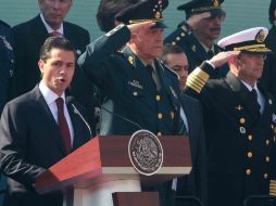 Peña Nieto encabezó el Centenario de la Marcha de la Lealtad, que se celebró el patio central del Castillo de Chapultepec. NTX /