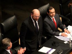 El presidente del parlamento europeo, Martín Schulz, se reúne con senadores. NTX /