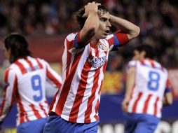 Tiago Mendes espera que el Atlético de Madrid remonte el marcador en el juego de vuelta ante el Rubin Kazan. EFE /