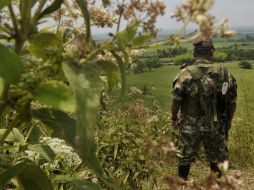 Un miembro de las FARC vigila el camino que conduce a la zona rural de Miranda Cauca. AFP /