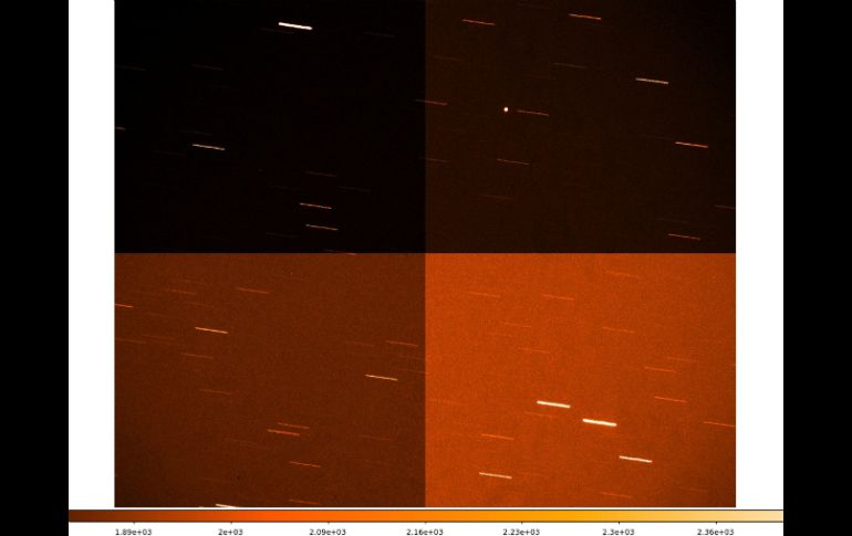 Imagen facilitada de ESA tomada la noche del 15 de febrero con el telescopio OGS siguiendo al asteroide 2012-DA14. EFE /