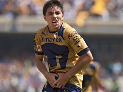 Efraín Velarde durante su festejo del pasado domingo cuando anotó ante Morelia. MEXSPORT /