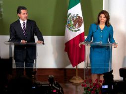 Peña Nieto dio un discurso en conjunto con su homóloga Laura Chinchilla en el Museo de Arte del país. NTX /