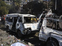 La explosión fue provocada por un coche bomba cerca de la embajada rusa en Damasco. EFE /