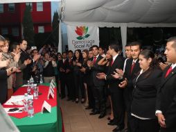 El evento se llevo a cabo en la explanada del PRI estatal. ESPECIAL /