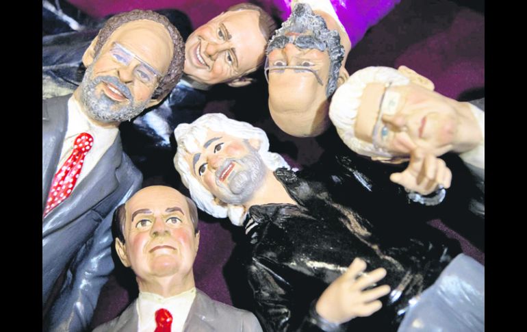 Imágenes de candidatos. Antonio Ingroa, Silvio Berlusconi, Oscar Giannino, Mario Monti, Beppe Grillo y Pierluigi Bersani. EFE /