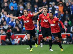 Rafael da Silva celebra su anotación y primer gol del partido. AFP /