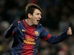 Lionel Messi festeja el gol que le dio la victoria al Barcelona. EFE /