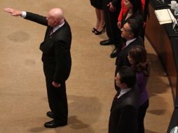 Manuel Mondragón y Kalb toma protesta como titular de la Comisión Nacional de Seguridad, en el Senado de la República. NTX /