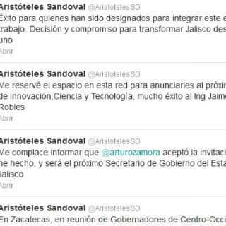 Sandoval desea éxito a integrantes de gabinete