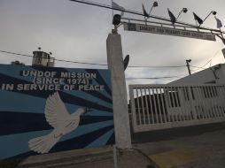 Entrada de la sede filipina de las fuerzas de pacificación de la ONU, en la frontera entre Siria e Israel. EFE /