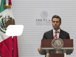 El presidente de México, Enrique Peña Nieto, ofrece un mensaje con motivo de los primeros 100 días de su gobierno. NTX /