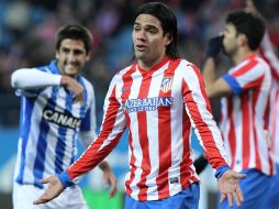 Falcoa no pudo ser el jugador clave para el Atletico de Madrid en el partido. EFE /