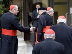 Algunos purpurados a su arribo a la última reunión previa al inicio del Cónclave en el Vaticano. AP /