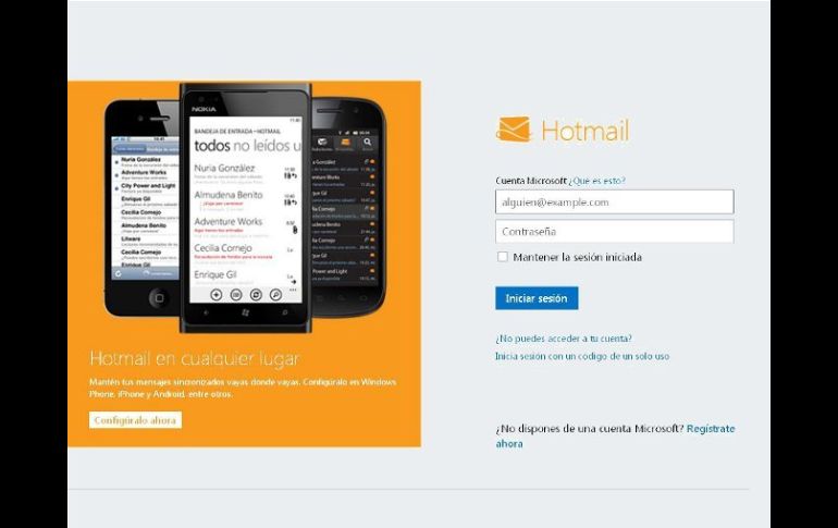 Microsoft reporta que está trabajando en resolver los problemas de acceso a Hotmail y Outlook. ESPECIAL /