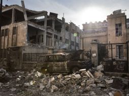 Edificios destruidos en el barrio Saif Al Dawla en Alepo, Siria, a dos años del inicio del conflicto. EFE /