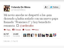 Hasta el momento la publicación, tiene más de 80 mil retuits y sigue creciendo con el paso de los minutos. ESPECIAL /