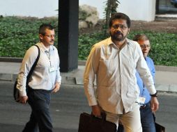 Miembros del equipo negociador de las FARC llegan a la sede de los diálogos. EFE /