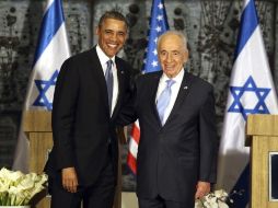 El presidente de EU, Barack Obama (i) y su hómologo israelí, Simon Peres (d). Es su primera visita a Israel desde que ocupa el cargo.  /