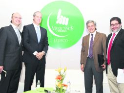 César de Anda, Alejandro Gómez, Claudio X. González y David Calderón, durante la presentación de Mexicanos Primero. EL INFORMADOR /