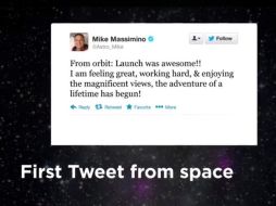 El primer ''twit'' emitido desde el espacio, nos habla de la presencia de la popular red social. ESPECIAL /