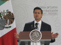 Enrique Peña Nieto da la bienvenida a los nuevos mexicanos y refrenda la hospitalidad del país a sus nuevos ciudadanos. NTX /