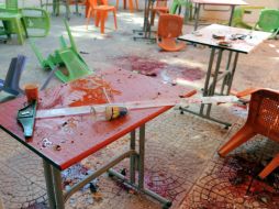 Aspecto de la cafetería de la facultad de Arquitectura en Damasco tras los ataques. AP /