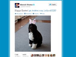 La mascota de la familia Obama protagoniza mensaje de pascua en Twitter del presidente de Estados Unidos. ESPECIAL /