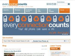 Aspecto de la página oficial de Internet de la Fundación ''Every Mother Counts''. ESPECIAL /