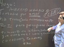 Isabel Miranda llama a preservar el espacio, exigir justicia y a mantener vivo el recuerdo de quienes ya no volverán a sus hogares. AP /