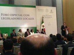 El secretario Miguel Ángel Osorio Chong, durante el evento. ESPECIAL /