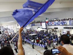 La sala de llegada del Aeropuerto en México D.f. era una fiesta para Cruz Azul. NTX /
