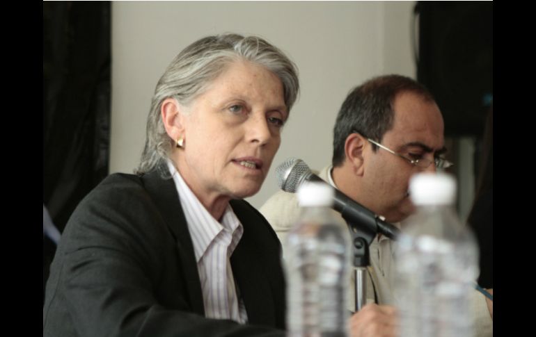 La secretaria de Cultura de Jalisco, Myriam Vachez Plagno, destaca el nombramiento de varios artistas que ahora pasan a la gestión. ARCHIVO /