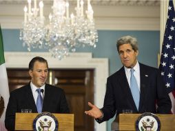 El secretario de Relaciones Exteriores, José Antonio Meade, se reunió con el  secretario de Estado estadounidense, John Kerry. EFE /