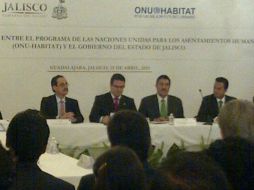 El gobernador del Estado, Aristóteles Sandoval, durante la firma del acuerdo.  /